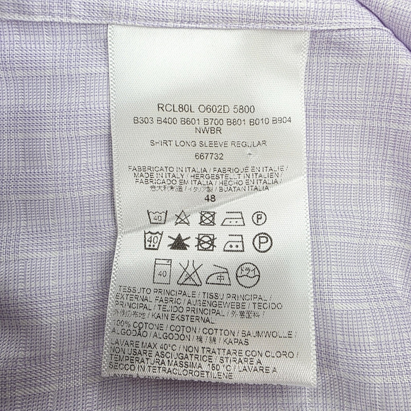 Quiet Luxury Brioni Dress Shirt Men’s XL Lavender Windowpane Made in Italy - Picture 9 of 16